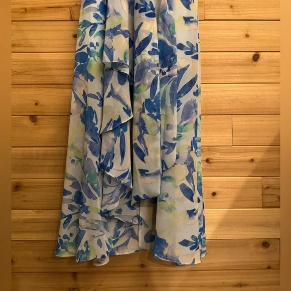 NWT Eliza J Size 10 Floral Long Sleeve Ruffled Hi Low Maxi Dress Party Wedding - Picture 3 of 13